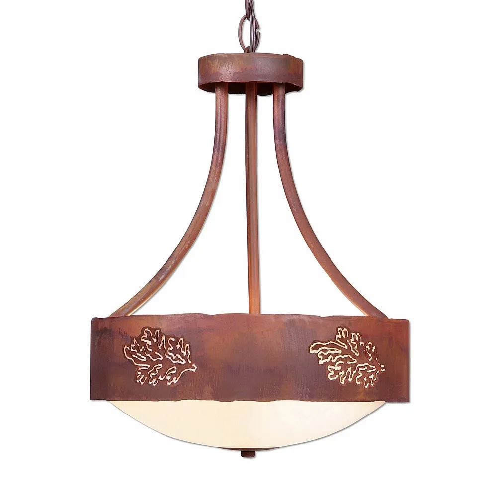 Ridgemont-Cedar Bough Cutout Three Light Chandelier in Rust Patina