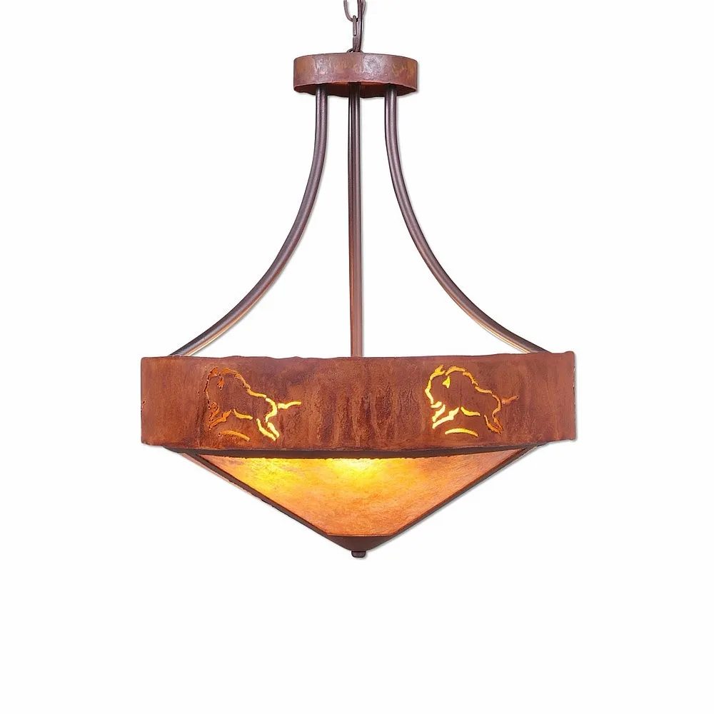Ridgemont-Bison Three Light Chandelier in Rust Patina