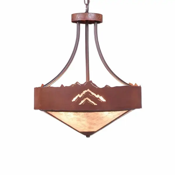 Ridgemont Mountain Cutout Three Light Chandelier in Rust Patina
