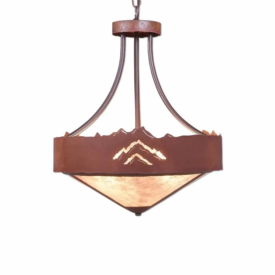 Ridgemont Mountain Cutout Three Light Chandelier in Rust Patina