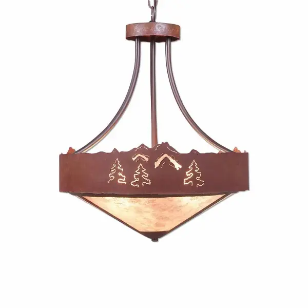 Ridgemont Mountain Pine Cutout Three Light Chandelier