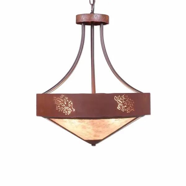 Ridgemont Cedar Bough Cutout Three Light Chandelier in Rust Patina