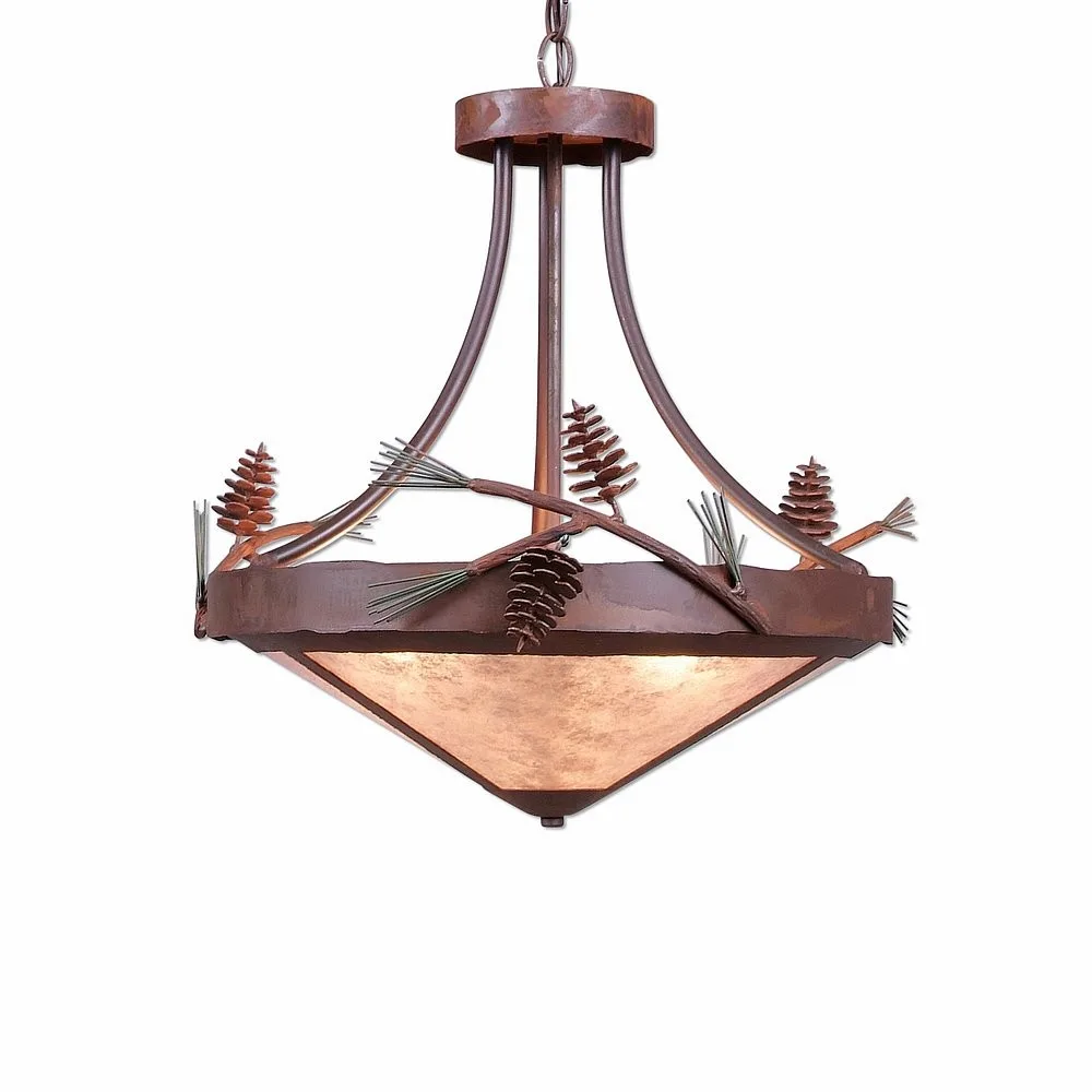 Crestline-Pine Cone Three Light Chandelier in Pine Green/Rust Patina