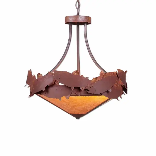 Crestline-Salmon Three Light Chandelier in Rust Patina