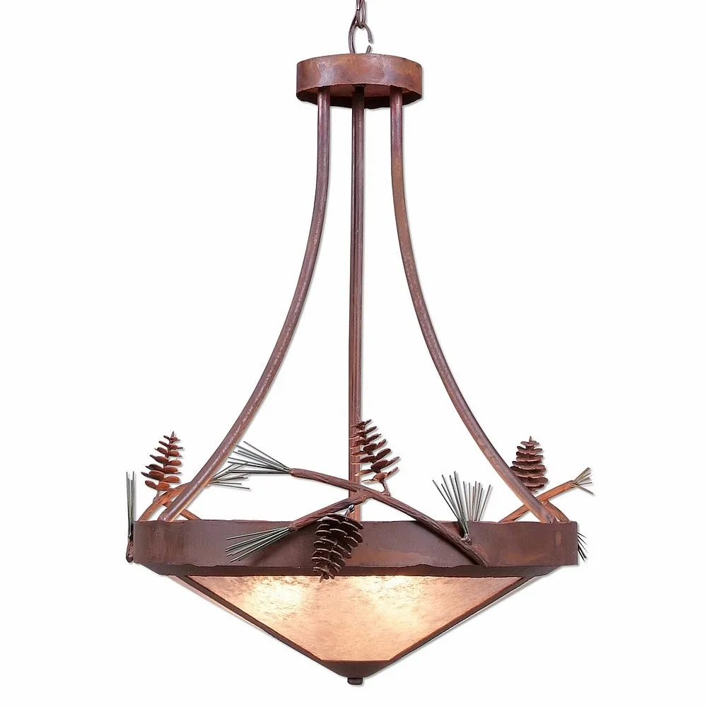 Crestline-Pine Cone Three Light Chandelier in Pine Green/Rust Patina