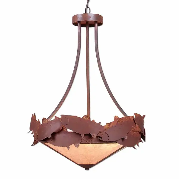 Crestline-Salmon Three Light Chandelier in Rust Patina