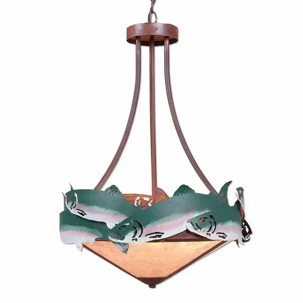 Crestline-Trout Three Light Chandelier in Fish/Rust Patina