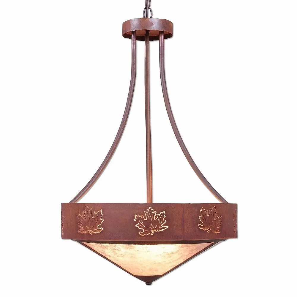 Ridgemont-Maple Cutout Three Light Chandelier in Rust Patina