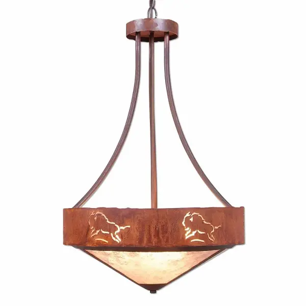 Ridgemont-Bison Three Light Chandelier in Rust Patina
