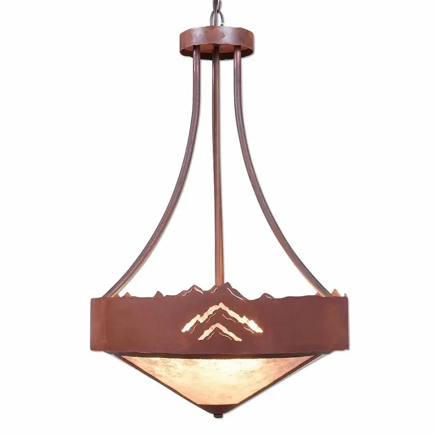 Ridgemont Mountain Cutout Three Light Chandelier in Rust Patina