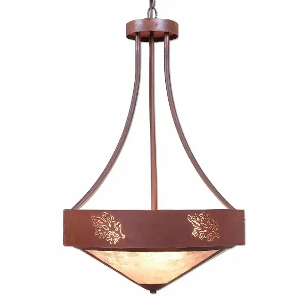 Ridgemont Cedar Bough Cutout Three Light Chandelier in Rust Patina