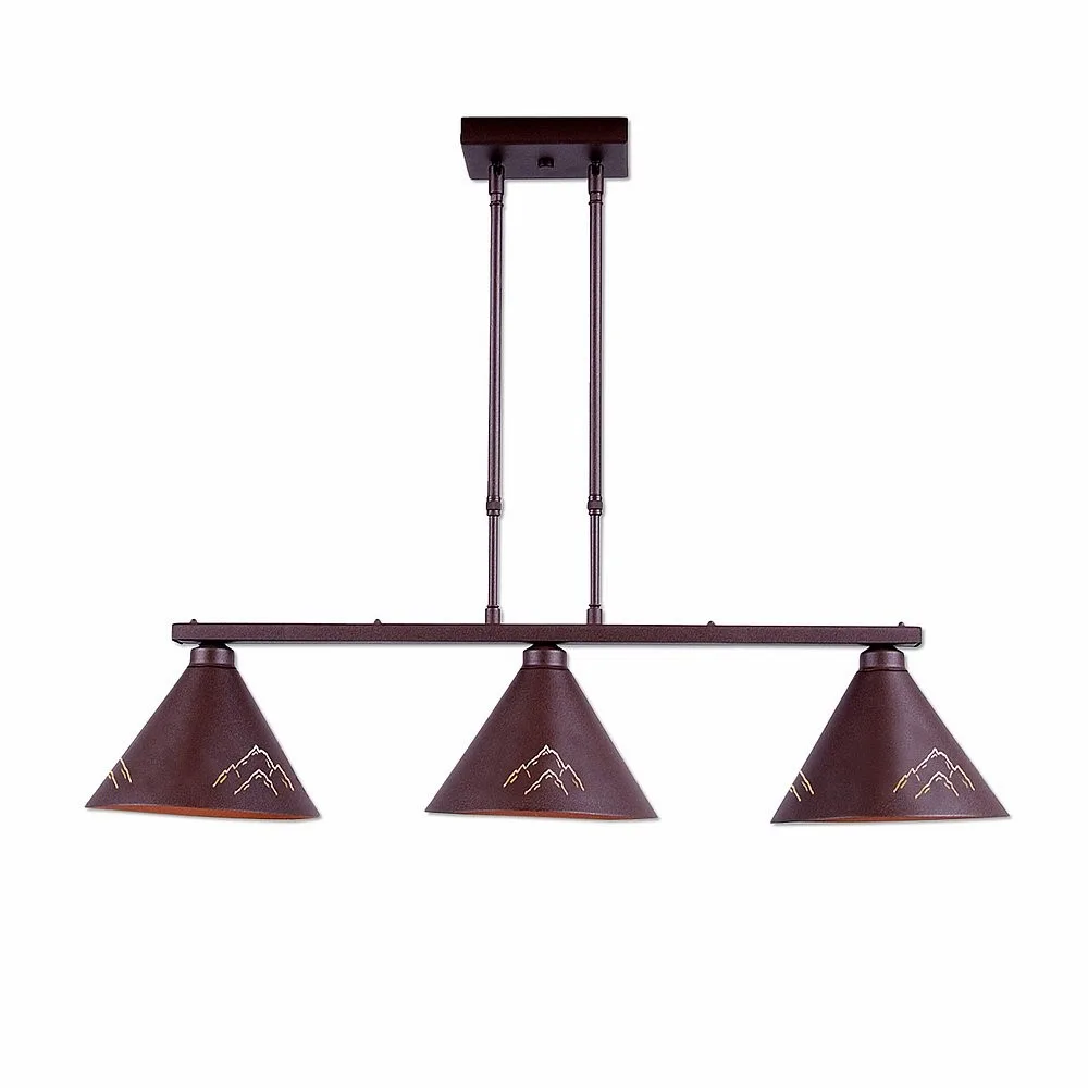 Canyon-Mountain Cutout Two Light Island Pendant in Rustic Brown
