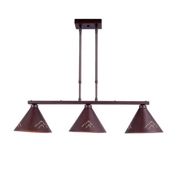 Canyon Mountain Cutout 3-Light Island Pendant in Rustic Brown