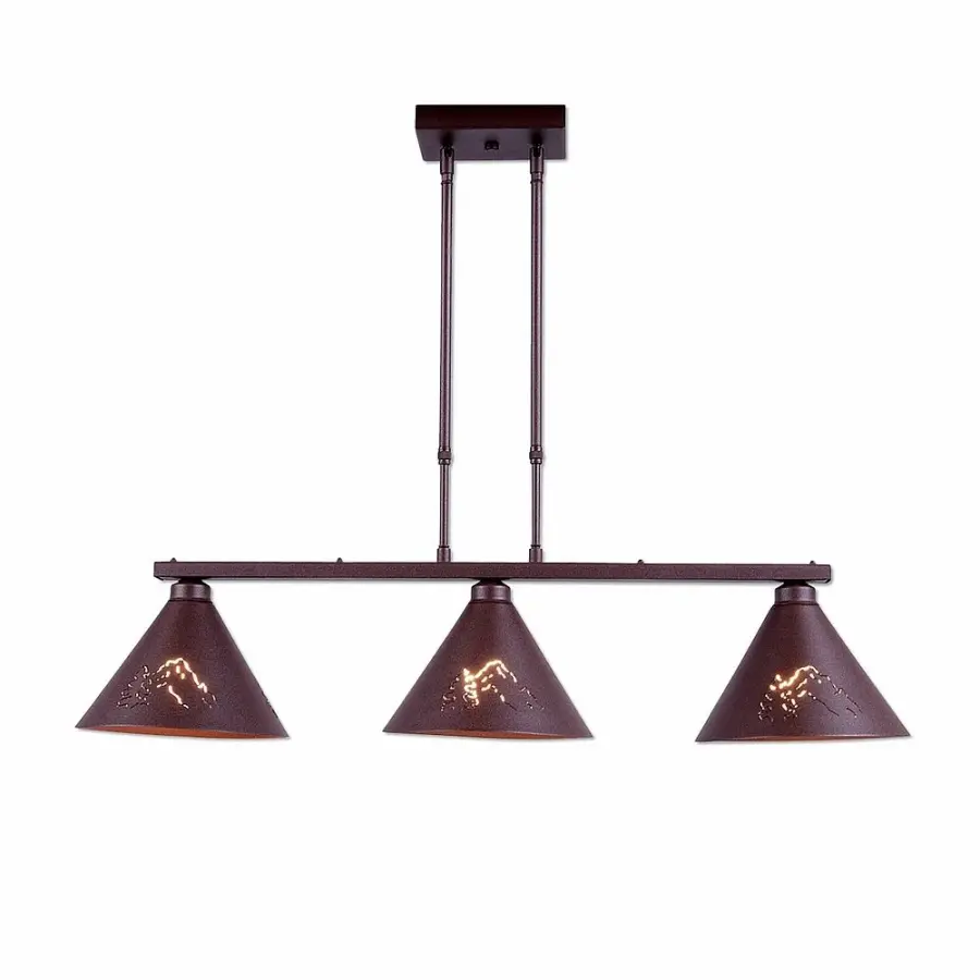 Canyon-Mountain-Pine Cutout Two Light Island Pendant