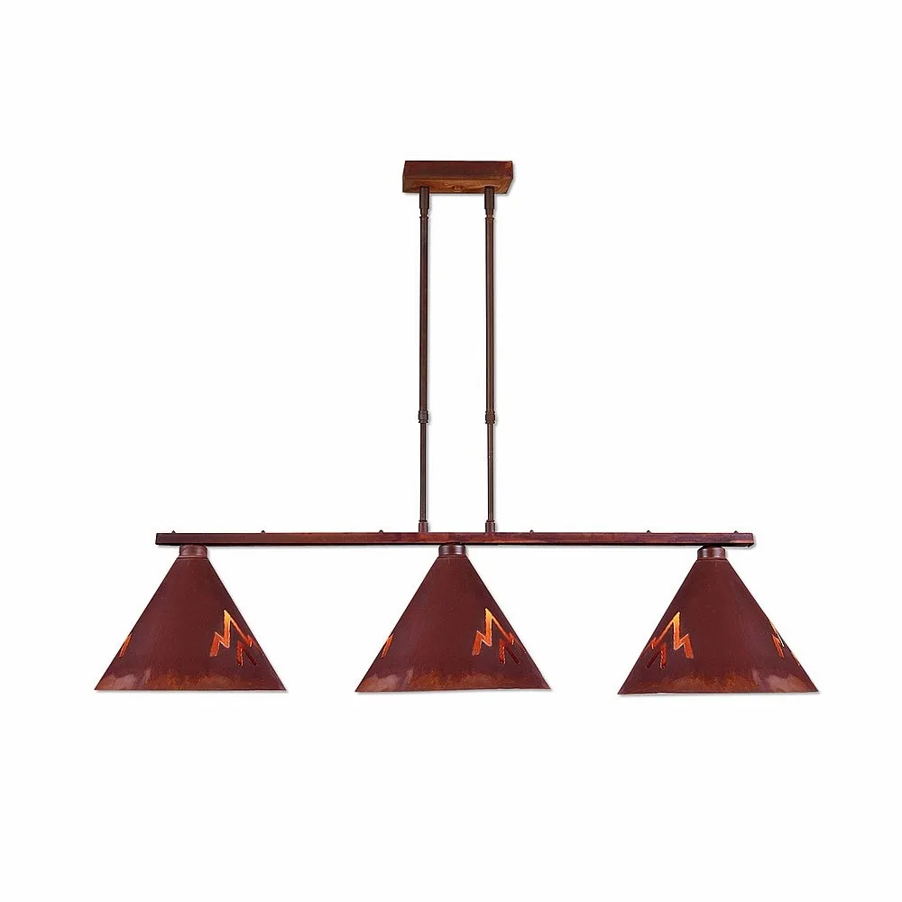 Canyon-Deception Pass Three Light Island Pendant in Rust Patina