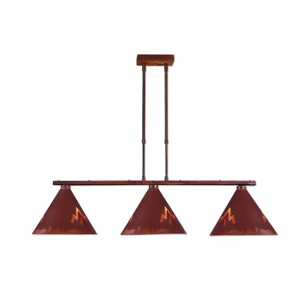 Canyon-Deception Pass Three Light Island Pendant in Rust Patina