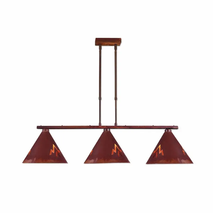 Canyon-Deception Pass Three Light Island Pendant in Rust Patina
