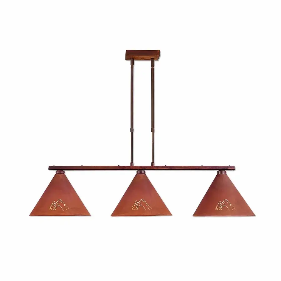 Canyon-Mountain-Pine Cutout Three Light Island Pendant