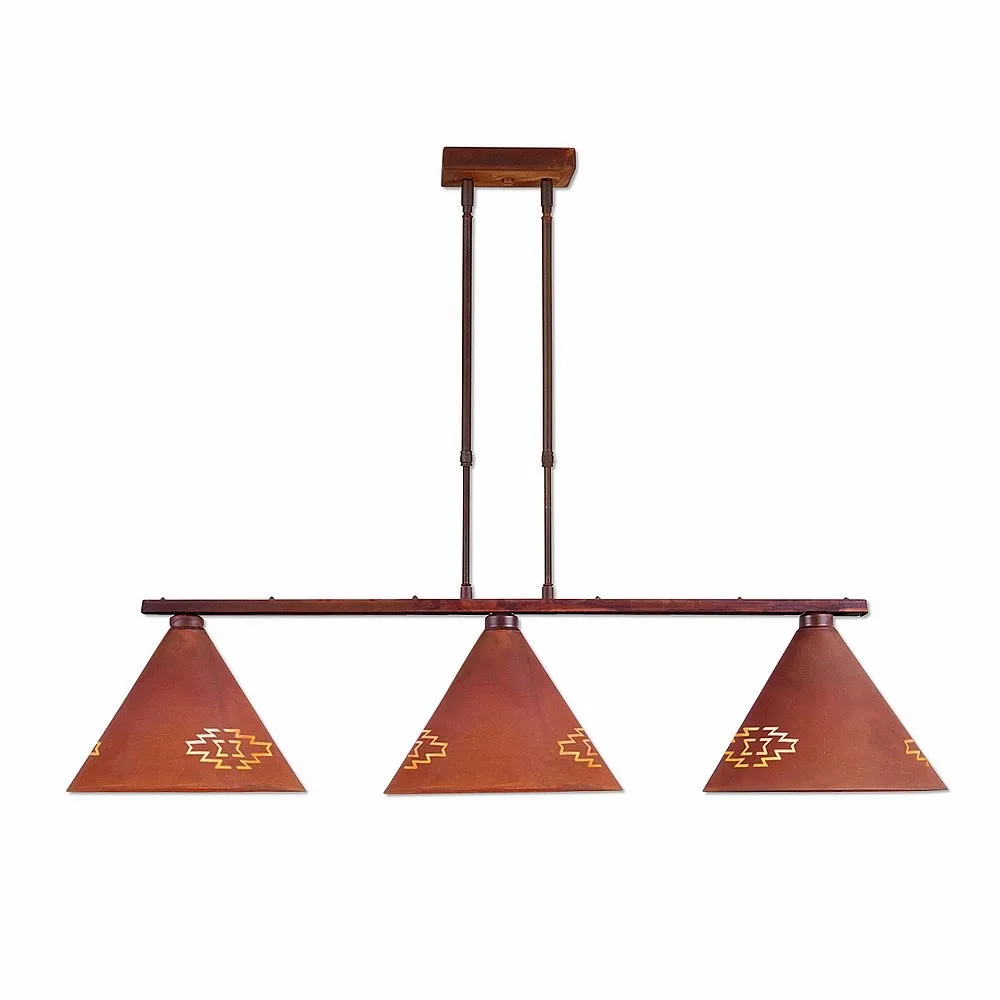 Canyon-Pueblo Three Light Island Pendant in Rust Patina