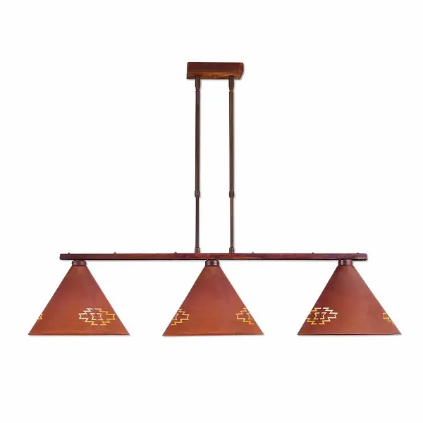 Canyon-Pueblo Three Light Island Pendant in Rust Patina
