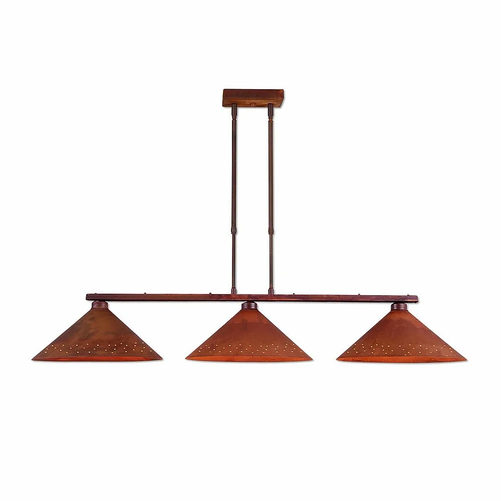 Canyon-Possession Point Three Light Island Pendant in Rust Patina