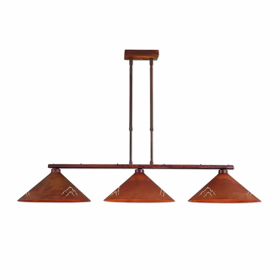 Canyon Mountain Cutout Three Light Island Pendant