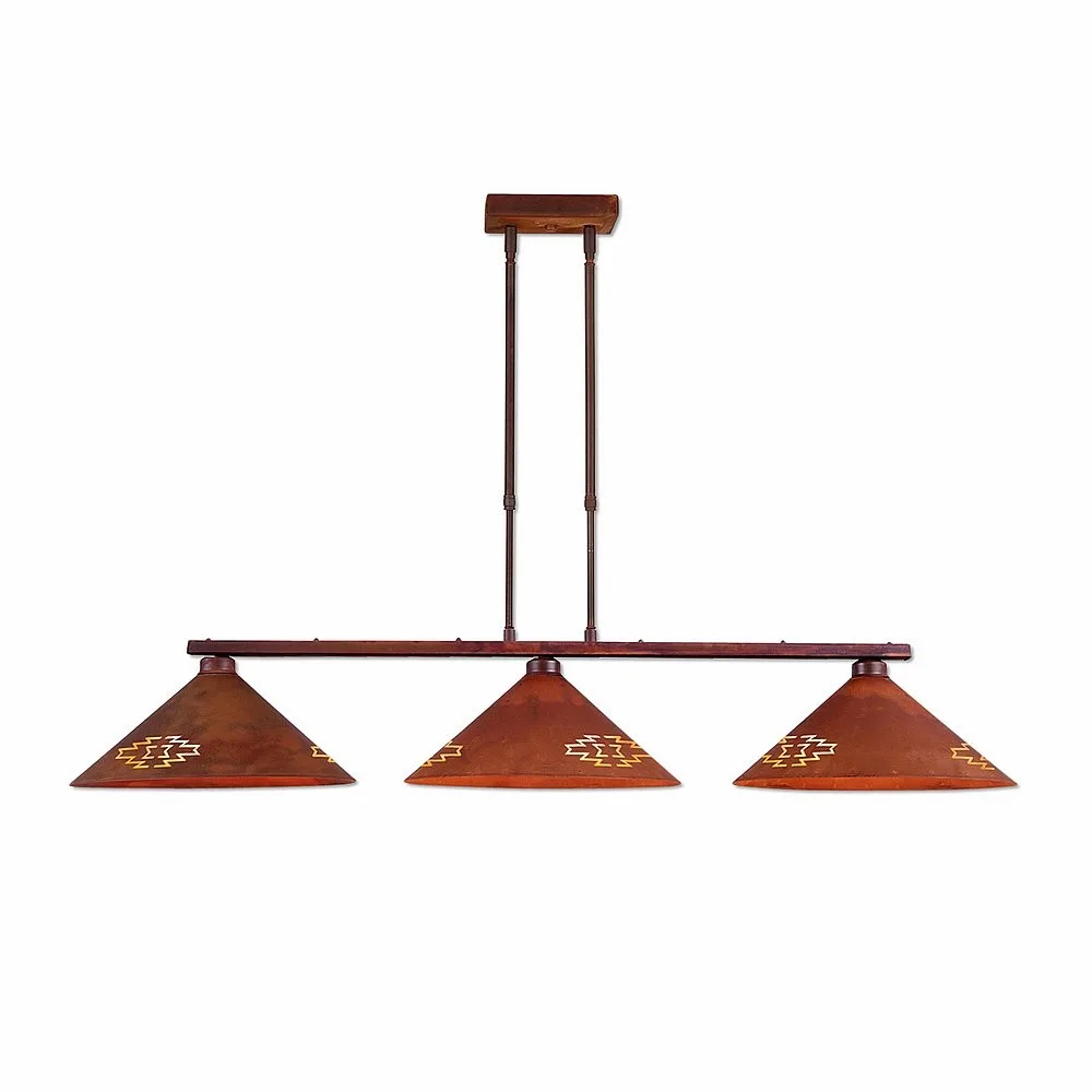 Canyon-Pueblo Three Light Island Pendant in Rust Patina