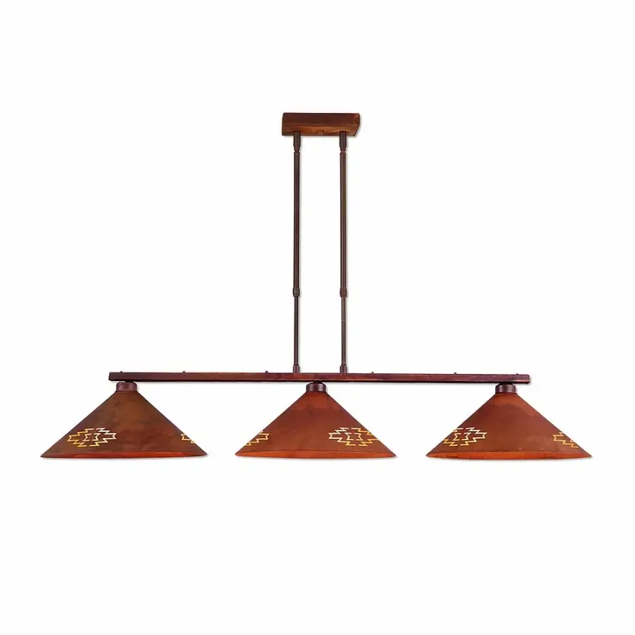 Canyon-Pueblo Three Light Island Pendant in Rust Patina