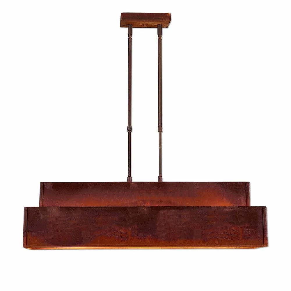Ridgemont-Rustic Plain Rust Patina Three Light Island Pendant in Rust Patina
