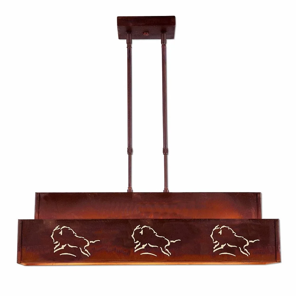 Ridgemont-Bison Three Light Island Pendant in Rust Patina