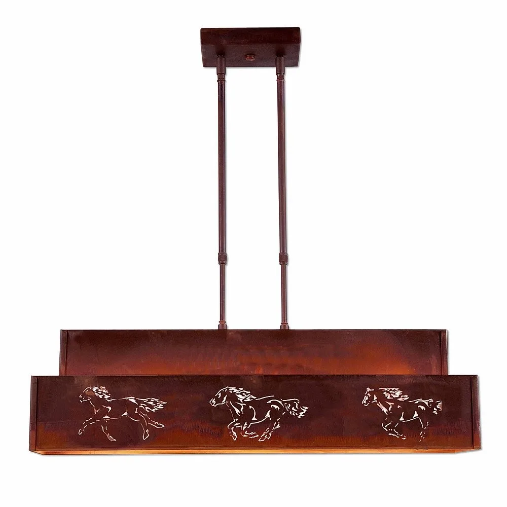 Ridgemont-Horse Cutout Three Light Island Pendant in Rust Patina