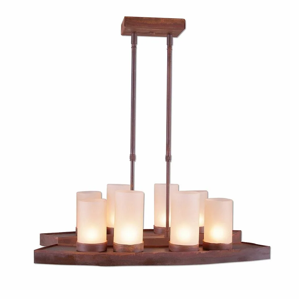 Wisley-Rustic Plain 14 Light Island Pendant in Rust Patina