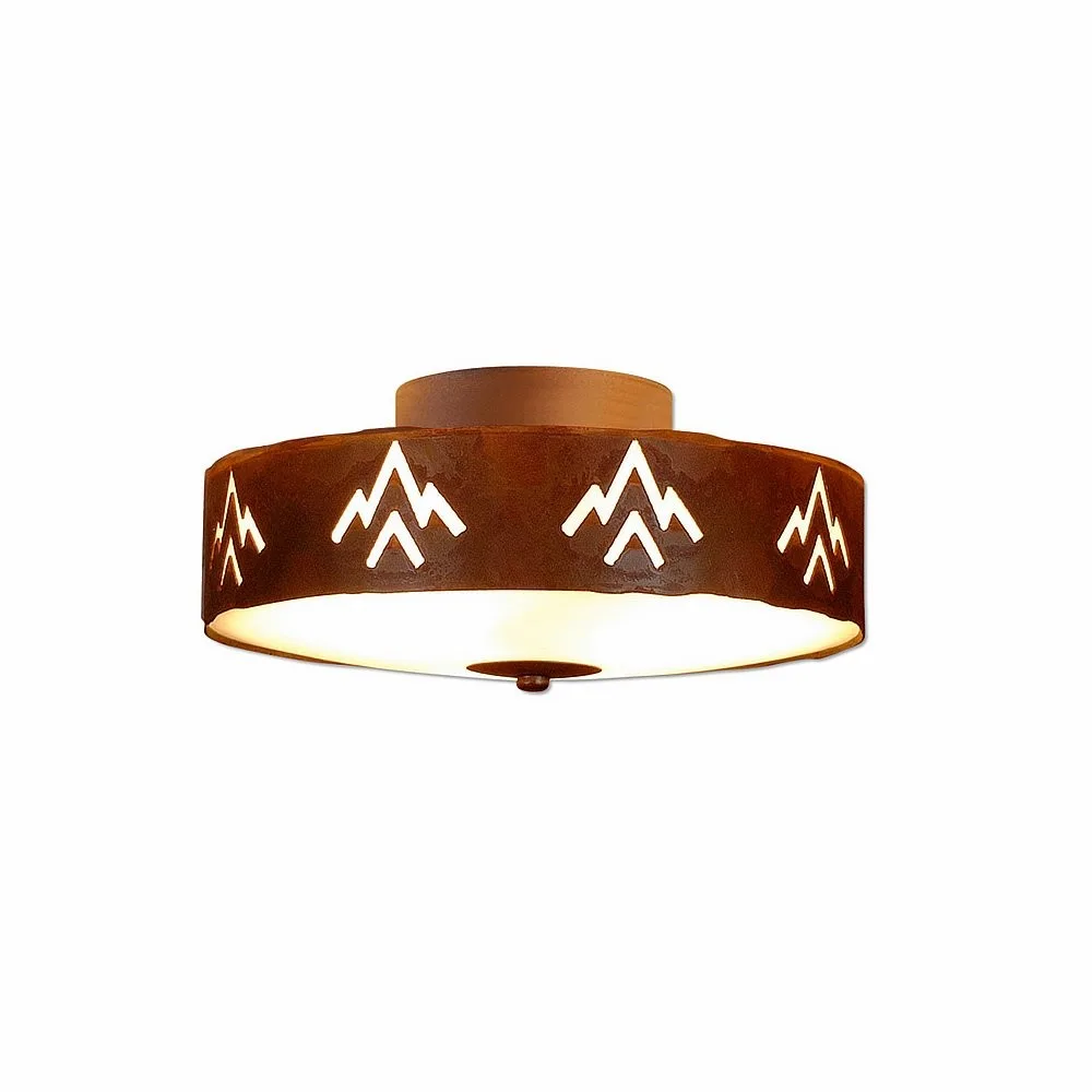 Ridgemont-Deception Pass Three Light Close-to-Ceiling Light in Rust Patina