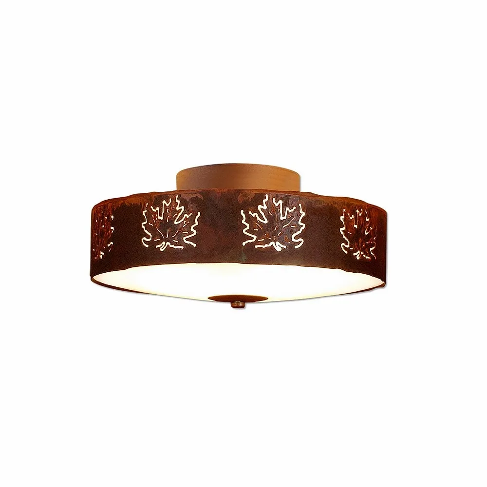 Ridgemont-Maple Cutout Three Light Close-to-Ceiling Light in Rust Patina