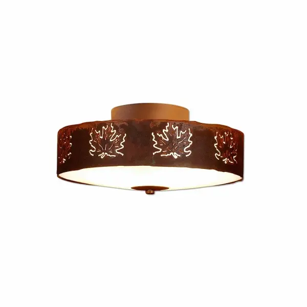 Ridgemont Maple Cutout Three Light Semi-Flush Mount in Rust Patina
