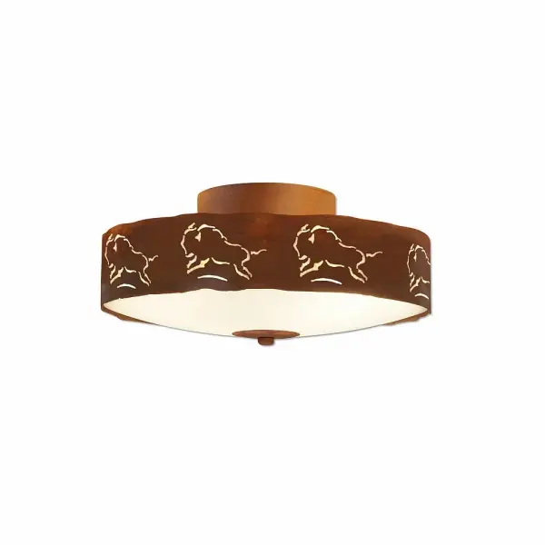 Ridgemont Bison Three Light Semi-Flush Mount in Rust Patina