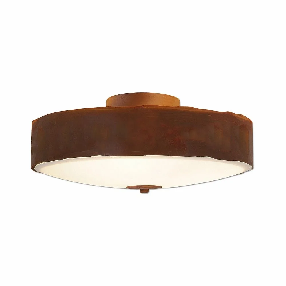 Ridgemont-Rustic Plain Rust Patina Three Light Close-to-Ceiling Light in Rust Patina