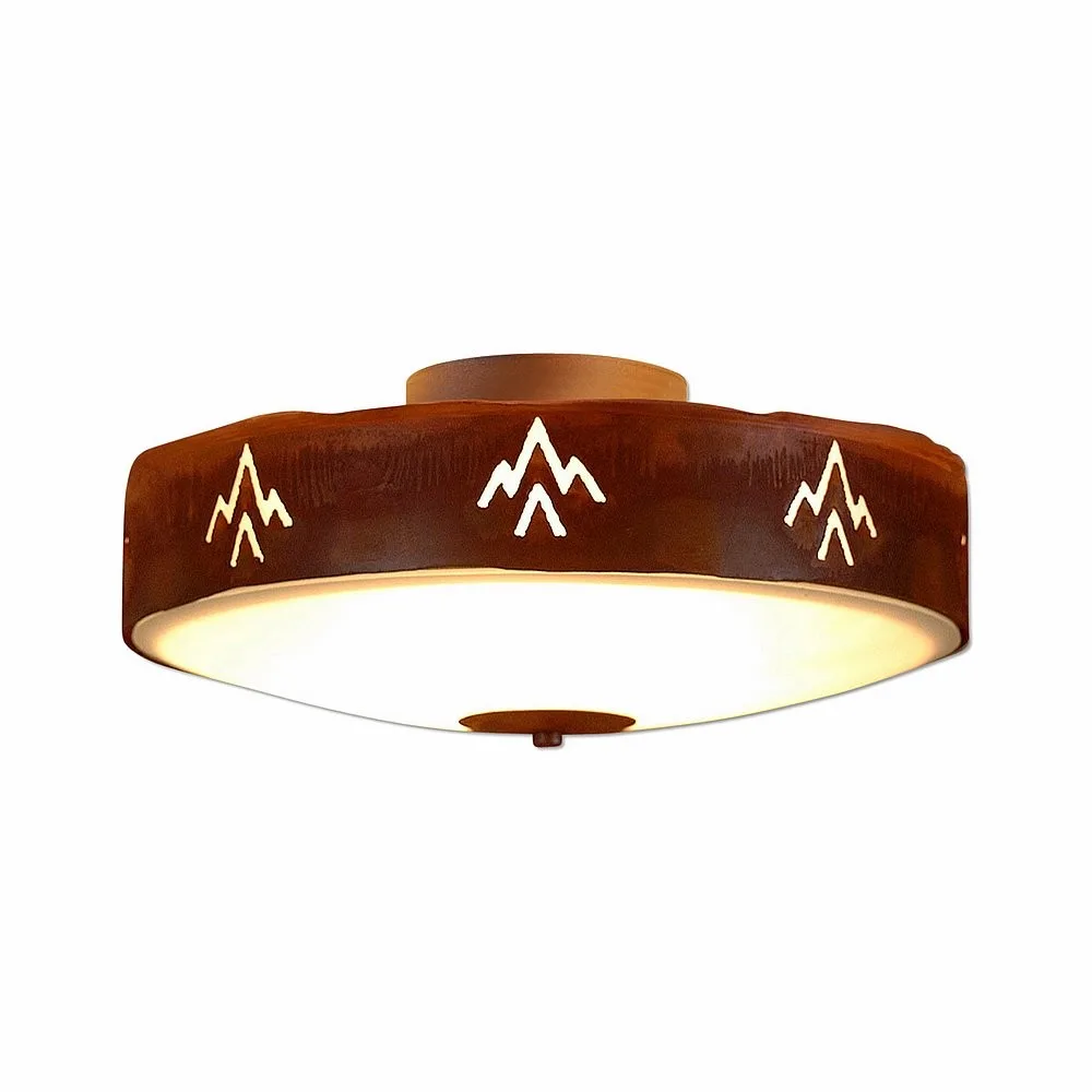 Ridgemont-Deception Pass Three Light Close-to-Ceiling Light in Rust Patina