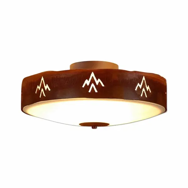 Ridgemont Deception Pass Three Light Semi-Flush Ceiling Light in Rust Patina