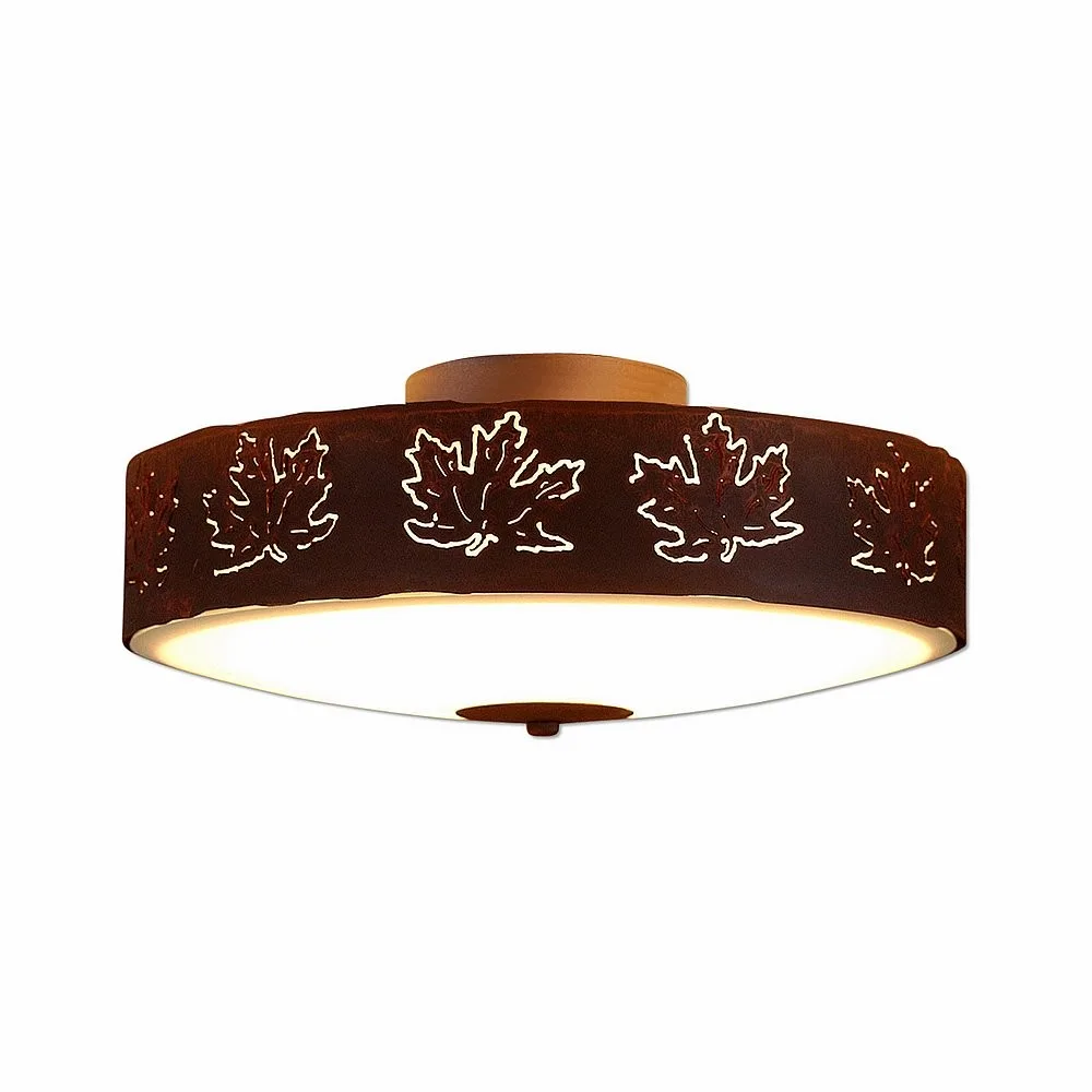 Ridgemont-Maple Cutout Three Light Close-to-Ceiling Light in Rust Patina