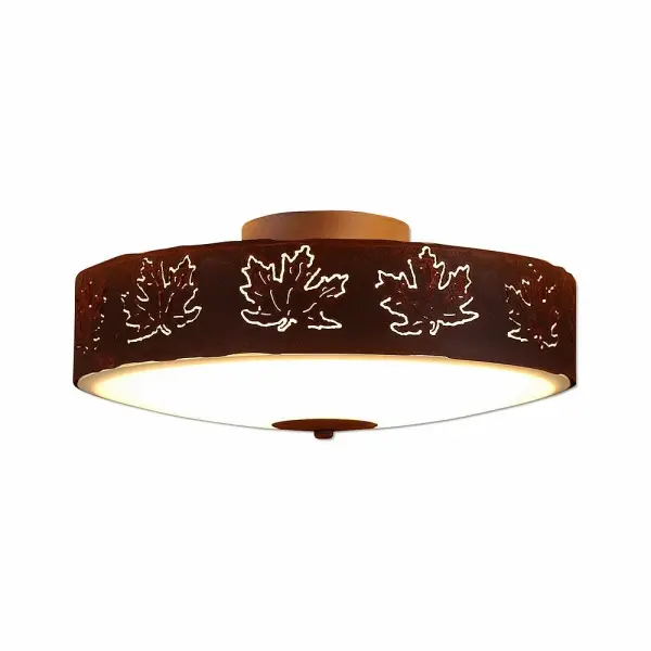 Ridgemont Maple Cutout Three Light Semi-Flush Mount in Rust Patina
