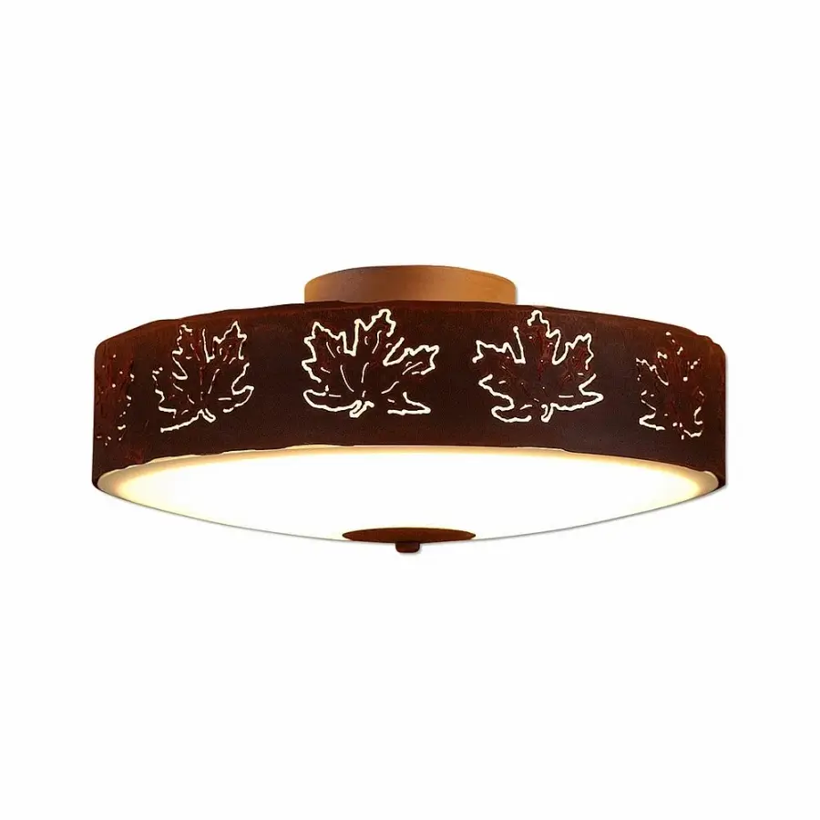 Ridgemont Maple Cutout Three Light Semi-Flush Mount in Rust Patina