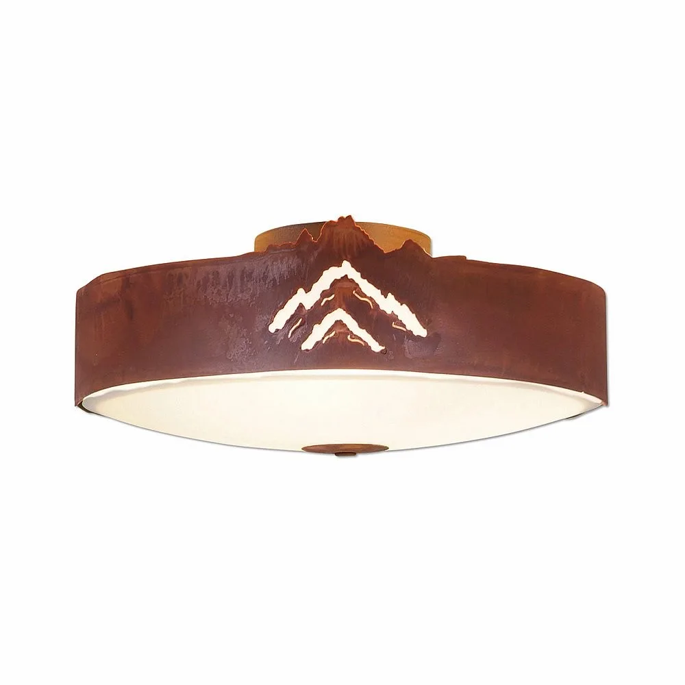 Ridgemont-Mountain Cutout Three Light Close-to-Ceiling Light in Rust Patina