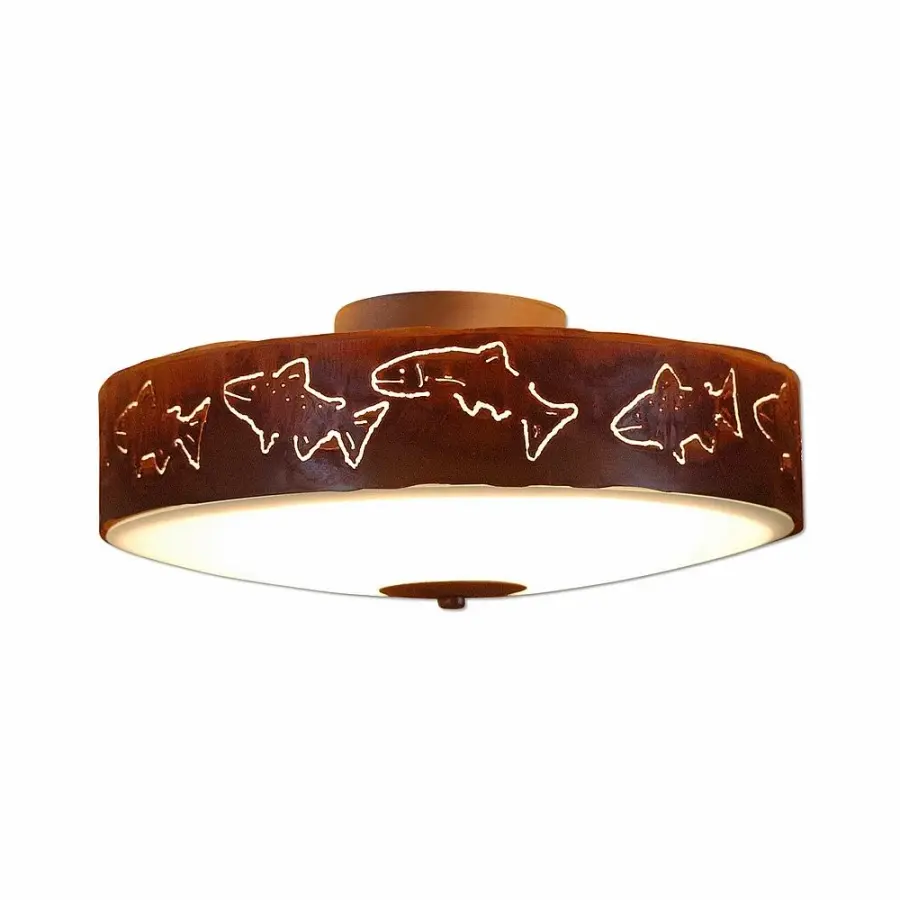 Ridgemont Fish Cutout Three Light Semi-Flush Ceiling Light