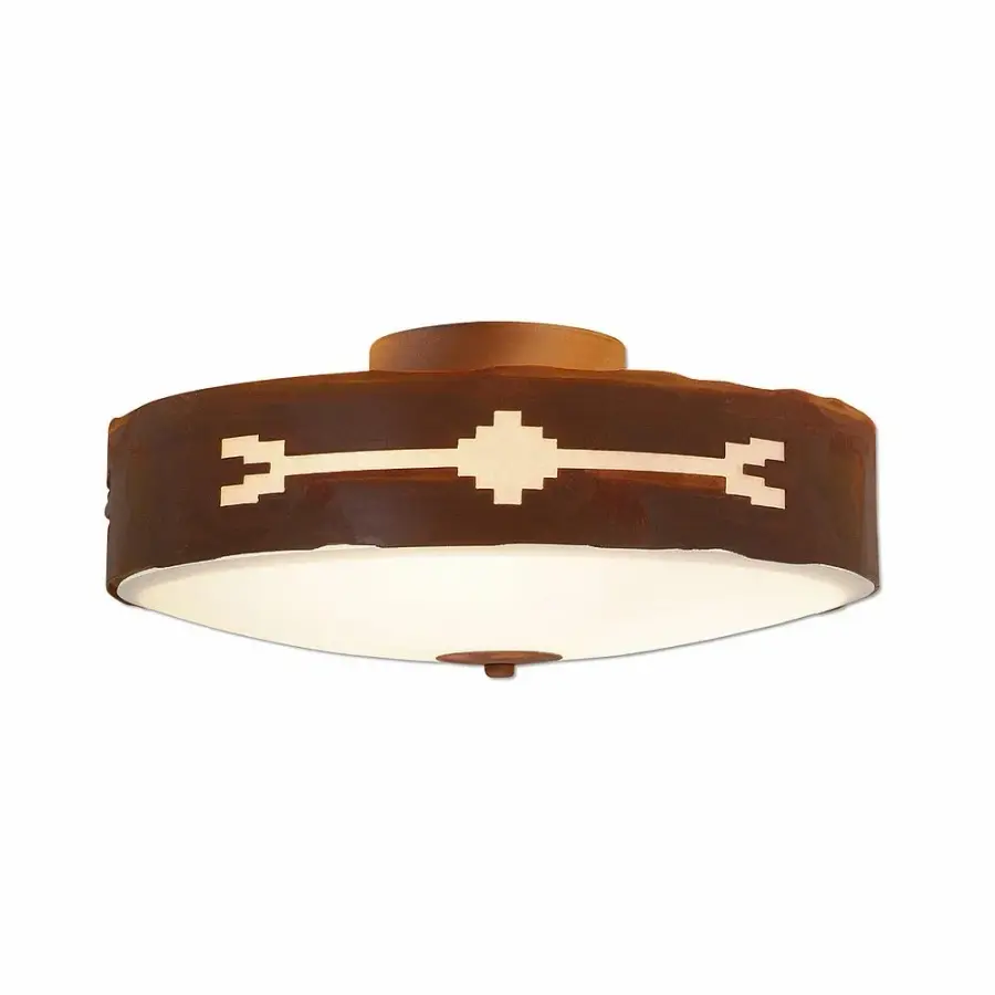 Ridgemont-Del Rio Three Light Semi-Flush Mount in Rust Patina