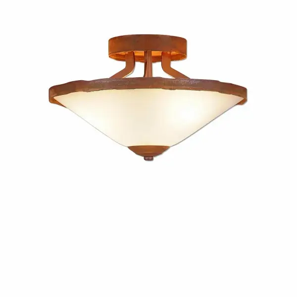Wisley Rustic Plain Three Light Semi Flush Mount