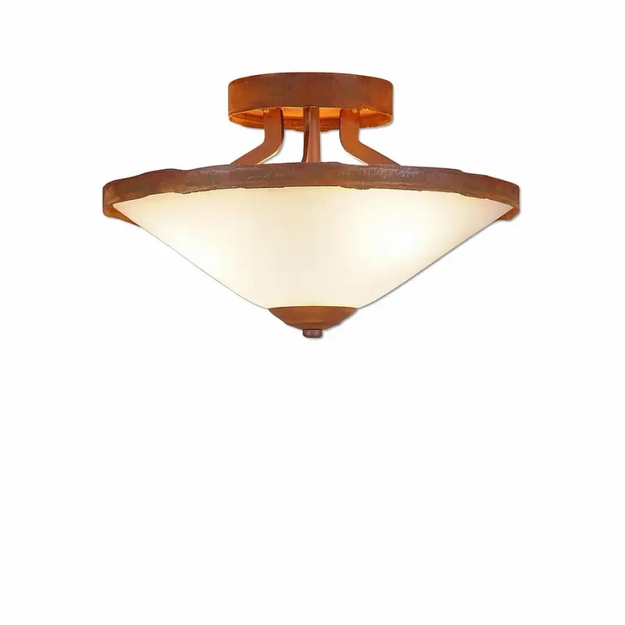 Wisley Rustic Plain Three Light Semi Flush Mount