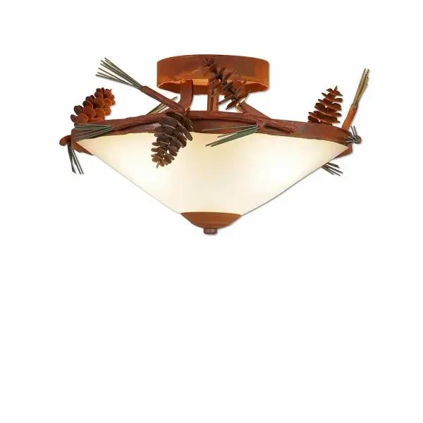 Wisley Pine Cone Semi-Flush Mount in Pine Green/Rust Patina