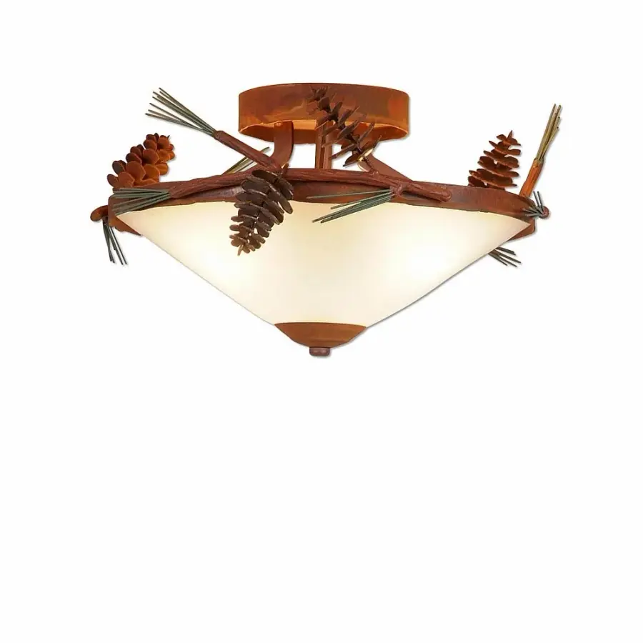 Wisley Pine Cone Semi-Flush Mount in Pine Green/Rust Patina