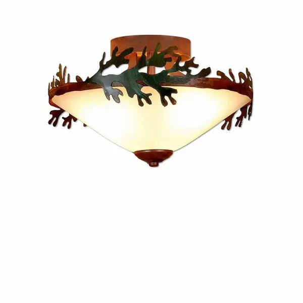Wisley Cedar Bough Three Light Semi Flush Mount